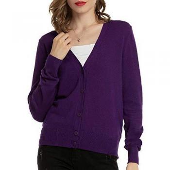 Woolen Bloom Cardigan Mujer Rebeca Blusa Manga Larga Cárdigan Chaqueta de Punto Cardigans Mujer Básico con Botones V Cuello Jerseys Primavera Verano Otoño Sueter