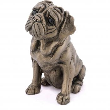 Perro Escultura de bronce, Rocky Pug 21 x 19 cm grande Bronce Escultura Por Harriet Dunn. Regalo único para un perro amante. Hecho a mano genuino diseño Original por Frith fabricado en Inglaterra