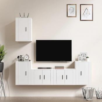 vidaXL Set de muebles para TV 5 piezas madera contrachapada blanco brillo