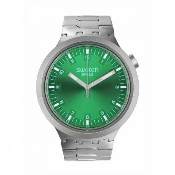Swatch - Reloj Forest Face con correa de acero inoxidable y esfera de color verde
