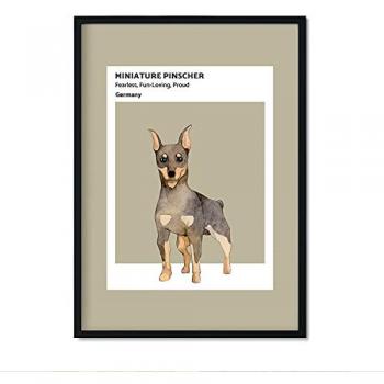 Lámina A4 Pinscher Miniatura con Ilustraciones de Perros en Tonos Cálidos y Pastel - Decoración de Interiores
