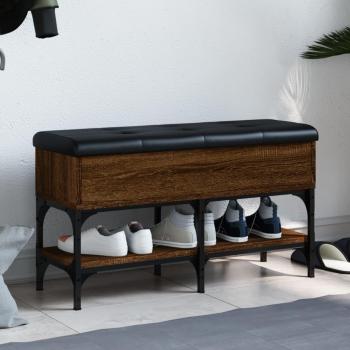 Banco de zapatos madera multicapa marrón roble 82x32x45 cm