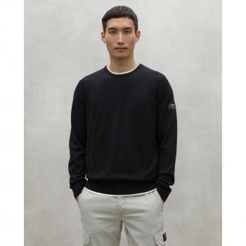 Jersey de hombre Ecoalf Bayona negro, cuello redondo, lana, manga larga, sostenible