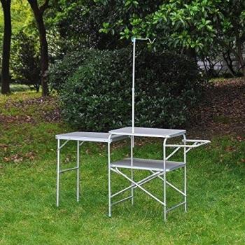 Mesa Camping Plegable 154×40×82 cm Bandeja y Gancho para Luz Picnic Balcon Playa