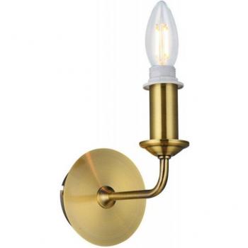 Aplique de pared Banyan en latón envejecido 1 bombilla E14 18cm sin pantalla