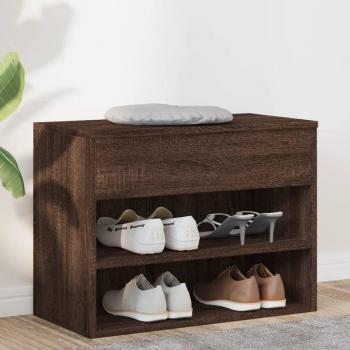 Banco zapatero de madera contrachapada roble marrón 60x30x45 cm
