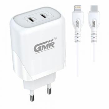 Cargador de Pared Goms 40W USB-C Doble con Cable Lightning
