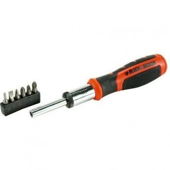 Black+Decker BDHT0-62129 BDHT0-62129-Destornillador de carraca con 6 multipuntas Intercambiables