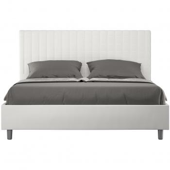 Cama matrimonial Sunny 140x190 cm símil piel blanca sin somier