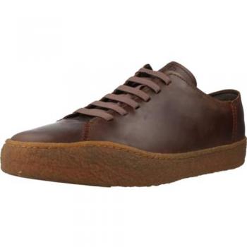 Camper Peu Terreno Zapatillas de piel de hombre marrón medio lisas con cordones, talla 43