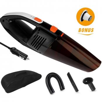 Uvistare Aspirador Coche, Portátil 120 W con 2 Filtros HEPA Bolsa de Transporte Aspiradora Potente de Mano Automático para Mojado/seco / pelos de Mascotas/Polvo / Piedras pequeñas ect