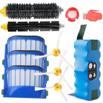 efluky 4.0Ah batería de Repuesto para irobot roomba + Kit cepillos repuestos de Accesorios para iRobot Roomba Serie 600 -un Conjunto DE 11