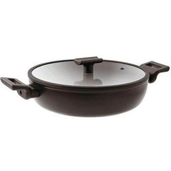 Cacerola Sauté Sambonet Titan Pro Doble Inducción Aluminio Antiadherente 28 cm con Tapa y Dos Manijas