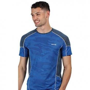 Regatta Camito-Camiseta para Deportes Activos, De Secado Rápido Y Manga Corta T-Shirts/Polos/Vests, Hombre, Nautical Blue/Dark Denim, XXXL