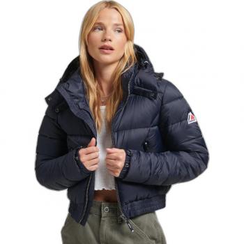 Superdry Women's Short Hooded Puffer Jacket Fuji in Eclipse Navy
