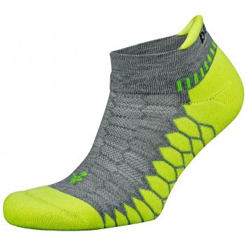 Balega de Hombre Plata antimicrobiana no-Show compresión Correr Calcetines, Hombre, Color Mid Grey/Lime, tamaño Medium