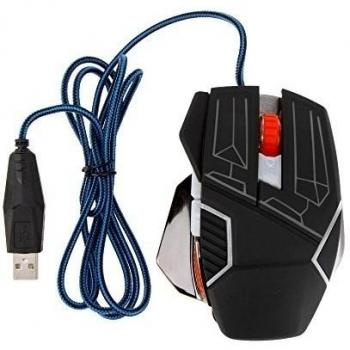 KKmoon Max DPI ajustable 3200DPI 6 Botones Ratón Gaming óptic USB con cable /Wired ratón para juegos/ Gaming Mouse con 7 colores de respiración Luz Tejido Nylon Línea base metálica Masaje Función para Win XP Vista Mac OS