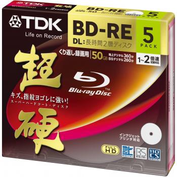TDK 50GB 2X BD-RE DL Rewritable Printable Blu-ray Disc with Jewel Case