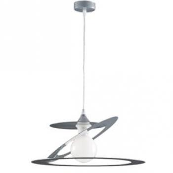 Araña de suspensión moderna en hierro gris cortado con láser, 1 luz, diámetro 40 cm, altura 18 cm