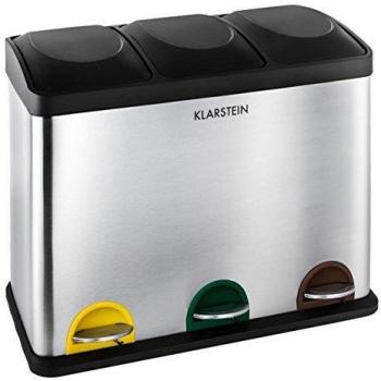 Cubos de Reciclaje Klarstein de Acero Inoxidable con Pedal 45 Litros