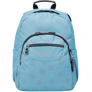Mochila Escolar Totto Gommas Junior con Estampado de Estrellas - Color Azul