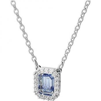 Swarovski Millenia Necklace, Octagon Cut Swarovski Zirconia, Blue, Rhodium Plated