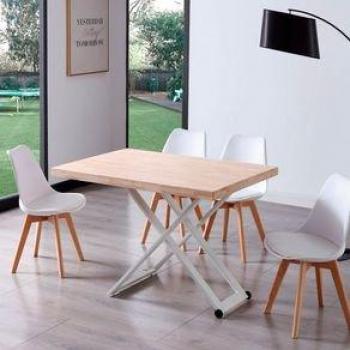 Mesa de Centro Zoe Elevable con Tapa Regular Roble Nordish/Blanco 49-76x120x80 cm