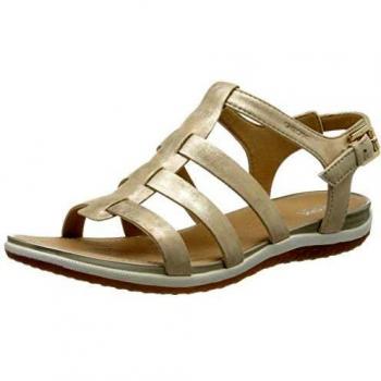 Geox D Sandal Vega A, Sandalias con Punta Abierta, para Mujer, Beige