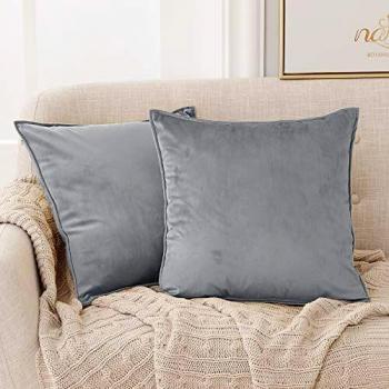 Deconovo Fundas para Cojines de Almohada del Sofá Cubierta Suave Decorativa Protector para Hogar 40 x 40 cm 2 Piezas Gris
