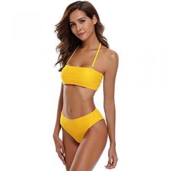 SHEKINI Mujer Bandeau Push Up Bikini Set Sin Tirantes Bañador Traje De Baño Parte Superior