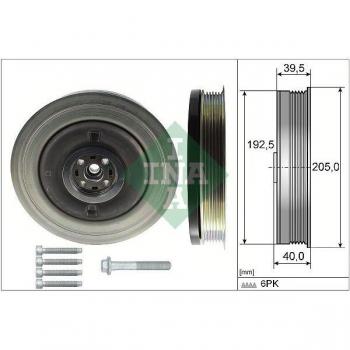 Kit de poleas cigüeñal INA 544 0503 20 para V40 Schrägheck (525, 526) - Dimensiones: 205,0mm x 40,0mm