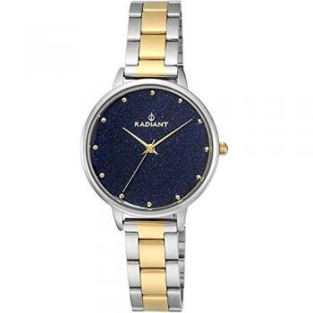Reloj analógico para Mujer de Radiant. Colección Meteorito. Reloj Bicolor Plateado y Dorado con la Esfera en Azul. 3ATM. 36mm. Referencia RA472202.