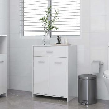 Armario de baño aglomerado blanco brillante 60x33x80 cm