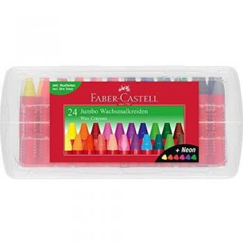 Crayones de Cera Jumbo Triangulares Faber-Castell - Caja de 24 Piezas