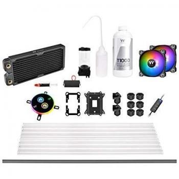 Thermaltake Pacific C240 DDC Hard Tube Water Cooling Kit/Sistema de refrigeración líquida, color negro