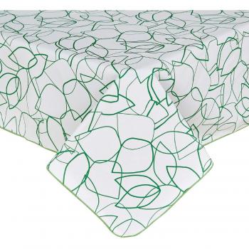 Deconovo Mantel de Mesa Rectangular para Comedor con Dibujos Geométricos 130 x 220 cm Verde