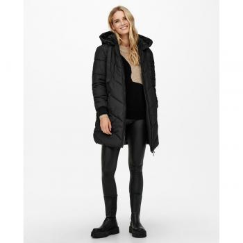 Chaqueta Skylar Padded Negro con Capucha y Diseño Largo