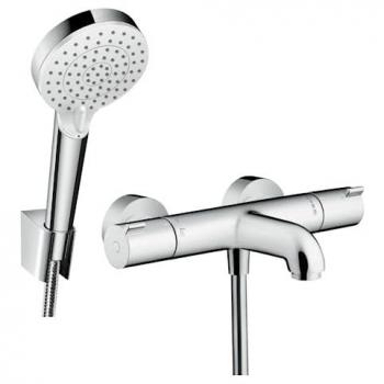 Juego de ducha termostático HANSGROHE Vario con mezclador Ecostat 1001, gris y cromado