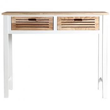 Consola Recibidor Ceva de Madera de Paulownia en Color Blanco/Natural con 2 Cajones - 100x35x80 cm