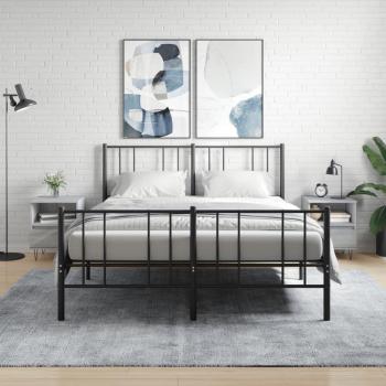 Mesitas de noche vidaXL 2 unidades madera de ingeniería 40x35x50 cm blanco y negro brillante para dormitorio, salón y estudio
