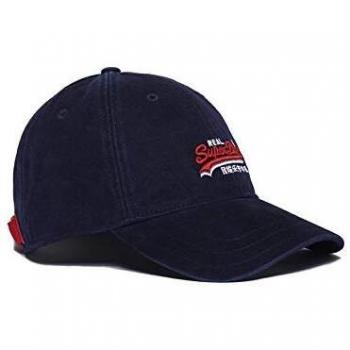 Superdry Hombre Gorra de Sarga Lavada de la colección Orange Label Azul Marino 1SIZE