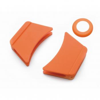 Lacor R25921C - Pack de 3 protectores de silicona para cacerola, redonda, naranja
