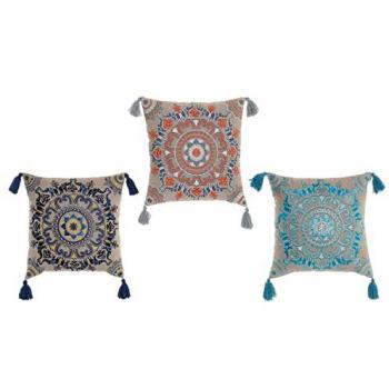 Cojín DKD Home Decor Naranja Azul Cielo Azul Marino Mandala 40 x 10 x 40 cm (3 Piezas)