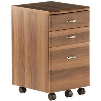 hjh OFFICE 673802 Cajonera de Oficina con Ruedas EKON Madera Nogal, Archivador móvil con 3 cajones, Mueble para Oficina, Cómoda sólido