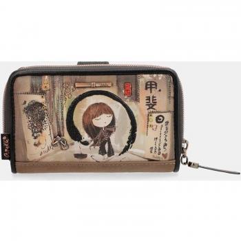 Anekke - Cartera Mediana Sintética con Print Fantasía Multicolor, Cierre de Solapa, Tarjetero Extraíble y Monedero con Múltiples Ranuras para Tarjetas 37719