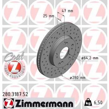 Disco de freno ZIMMERMANN 280.3187.52
