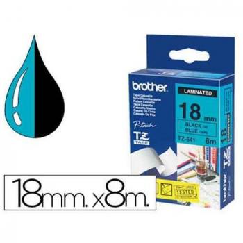 Brother TZe-541 Cinta Laminada para Etiquetadora, 18mm x 8m, Azul sobre Negro