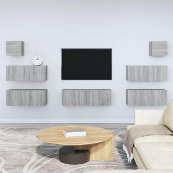 vidaXL Set de muebles para TV 7 piezas madera contrachapada gris Sonoma