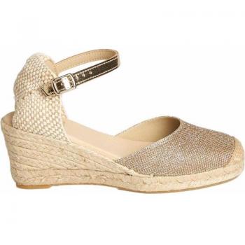 Alpargata de Mujer en Cuña con Piso de 5 Cuerdas de 7 Cm. de Cuña Tecno en Color ORO - Zapatos de cuña de Mujer LA VIDA ROSA 545803 ORO