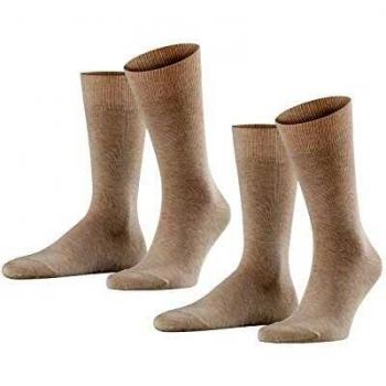 FALKE Happy Men's Crew Socks 2-Pack - Sand Melange, Size 47-50